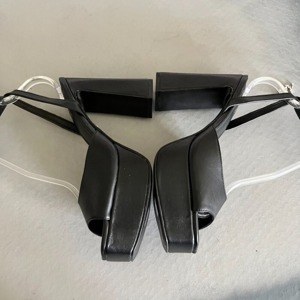 Raye Revolve Black Dot Platform Tie Up Wrap Block Heels - Picture 11 of 14